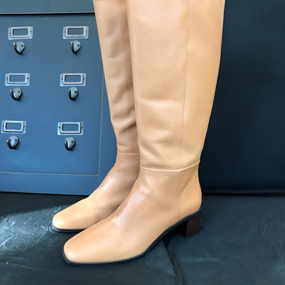 Tan Two-Tone Monterey Block Heel Tall Boots - Women’s 9 - Picture 7 of 9